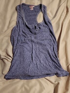 Mossimo Supply Co. Heathered Gray Racerback Henley Tank